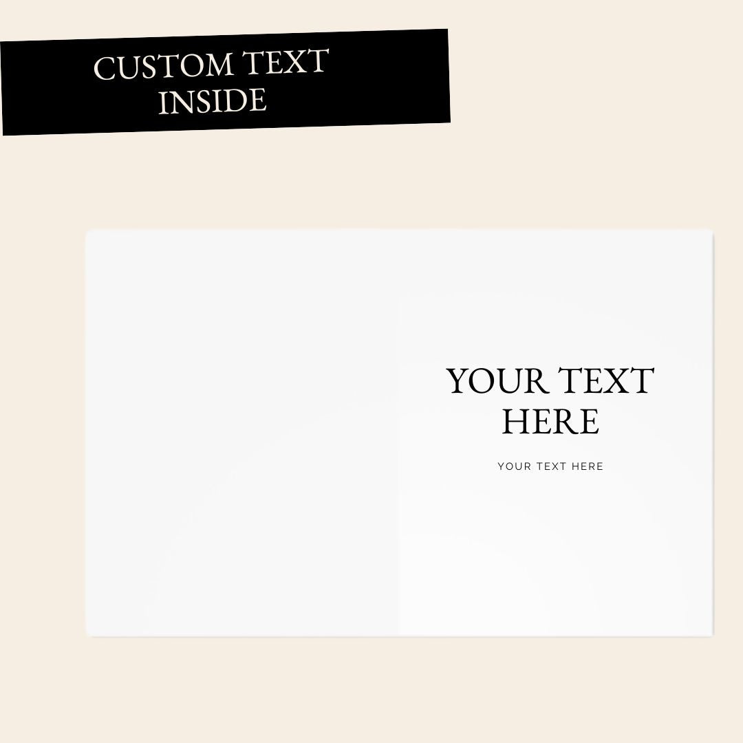 Blank greeting card with customizable text area on white background for personalized messages