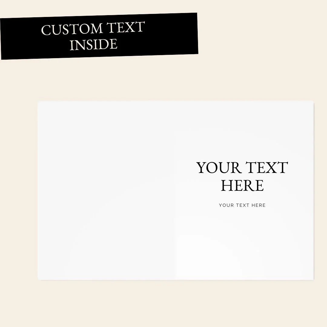 Blank greeting card mockup with customizable text area on a clean white background