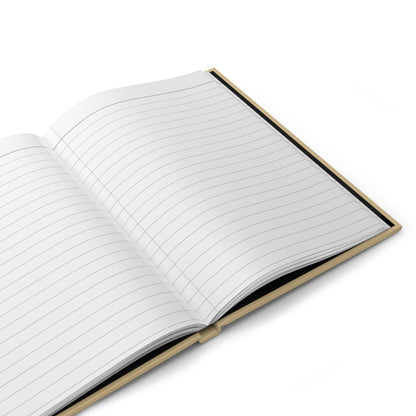 Open lined journal with blank cream pages on a white background