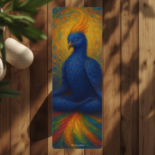 Meditative Phoenix Yoga Mat – Illustrated Practice Surface image 0